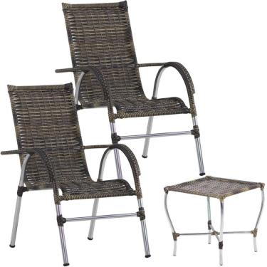 Imagem de Conjunto De Cadeiras E Mesa De Centro Área Trama  Cappuccino