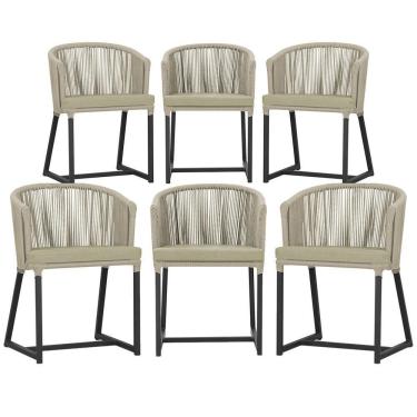 Imagem de 6 Cadeiras De Jantar área Noronha Preta E7 Trama  Rami