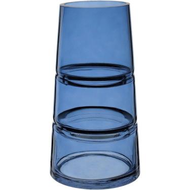 Imagem de Vaso Decorativo Enfeite Casa Home&co Vidro 24x13x13cm Azul