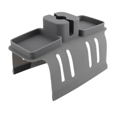 Imagem de Suporte de copo para sofá de apoio de braço Suporte de silicone antiderrapante para bebidas com design à prova de vazamento para sala de estar Poltrona reclinável cinza 14,17 x