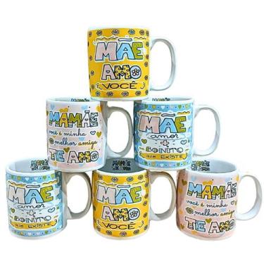 Imagem de Kit Jogo Conjunto 6 Caneca Mãe Café Chá Suco Porcelana - Antilope Deco