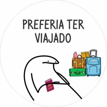 Imagem de Painel de Lona Redondo Preferia ter Viajado - Fabrika de Festa, 140x14