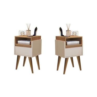 Imagem de Kit 2 Mesas de Cabeceira Evora Pés Palito 30cm Cores - Comprar moveis 
