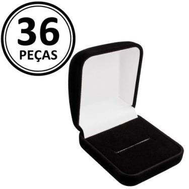 Imagem de 36 Estojos de Veludo Preto para Joias com Corte H (anel) - Rei Dos Est