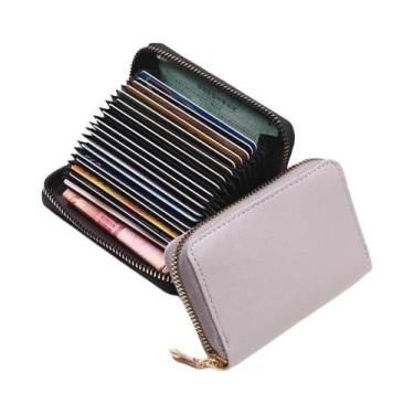 Imagem de Carteira Compacta De Couro Para Mulheres Com 20 Slots Para Cartões, Ca