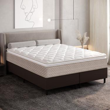 Imagem de Cama Box Queen 158cm D33 Pillow Premier Umaflex Base 2Cen - Bege/Marrom