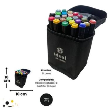 Imagem de Kit 24 Canetas Hidrográficas Coloridas Com Estojo - Ideal