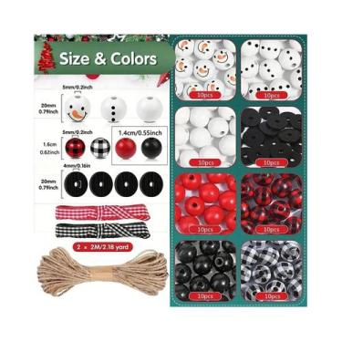 Imagem de Contas Redondas De Madeira De Natal, Madeira Natural De Pinheiro, Tama