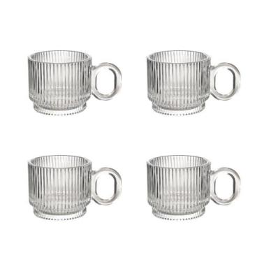 Imagem de Xícara Empalhável Vidro Canelado 160 Ml 4 Peças Wincy Casa