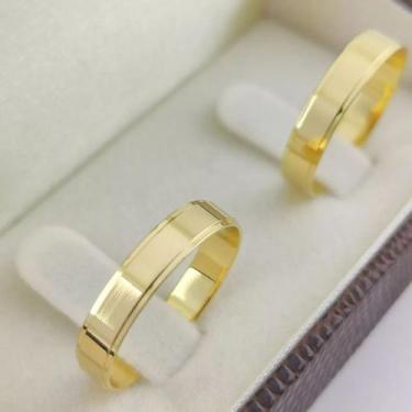Imagem de Par de Alianças de Casamento Fina Clara Ouro 18K 4mm 6g retas - SHEJU 