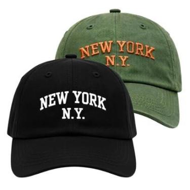 Imagem de Kit 2 Bonés Aba Curva Bordados Ajustáveis Strapback Adulto Casual-Unissex