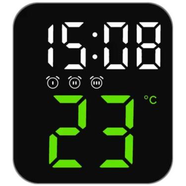 Imagem de Relógio Digital LED Despertador Brilho Ajustável Soneca Temperatura Da
