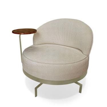 Imagem de Poltrona Decorativa Giratória Orgânica Glamour Boucle Bege - Loja Sheep