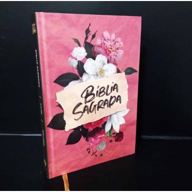 Imagem de Bíblia jesus copy capa dura masculina feminina floral rosas sk