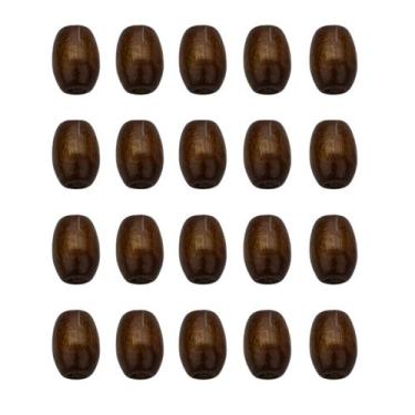Imagem de Contas Bola Azeitona Madeira 15mm Com Furo e Brilho 50 Peças - Marrom 