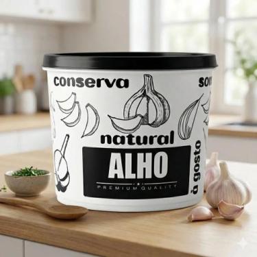 Imagem de Pote Branco 500ml Decorado Alho Conserva Lacrado Hermética - UZY