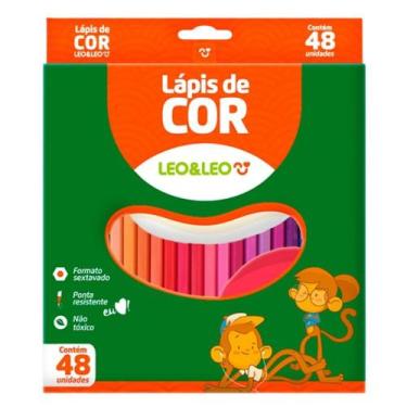 Imagem de Lápis de Cor Sextavado 48 Cores Ponta Resistente - Leo&Leo