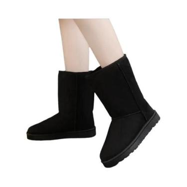Imagem de Botas De Neve Femininas Quentes De Veludo Até a Panturrilha, Bico Redo