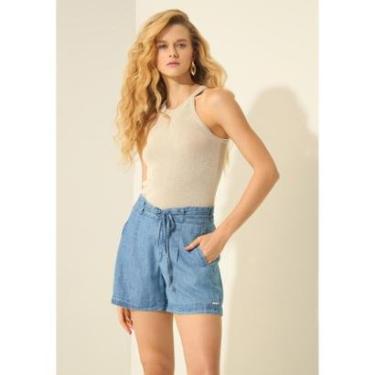 Imagem de Shorts De Alfaiataria Com Cintura Alta Em Jeans Com Linho-Feminino