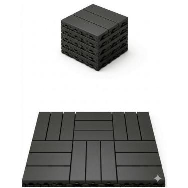 Imagem de KIT 12 Peças Deck Modular Plástico Cinza 30x30 - Fino Inox, Cinza Liso