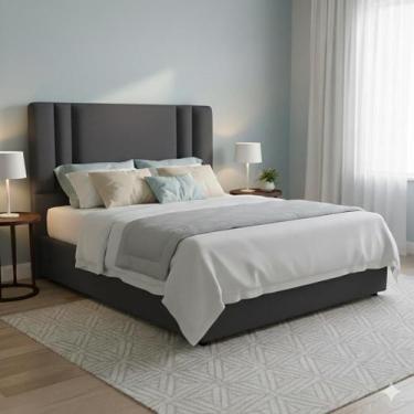 Imagem de Cabeceira Cama Box Casal Estofada Siena Suede Cinza 1,40 RBL