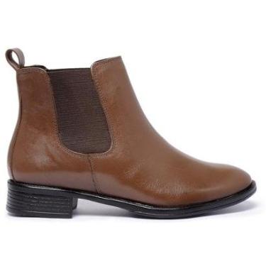 Imagem de Bota Feminina Chelsea Cano Curto Caramelo Em Couro 2485-Feminino