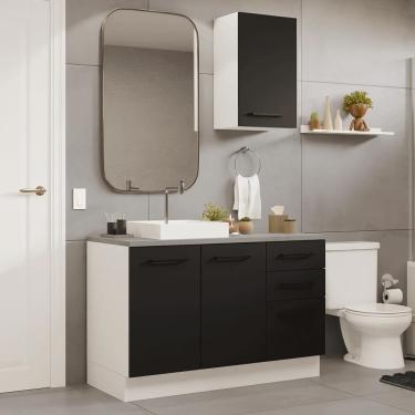 Imagem de Conjunto Gabinete para Banheiro 120cm 3 Portas 3 Gavetas Agata Madesa 01 B
