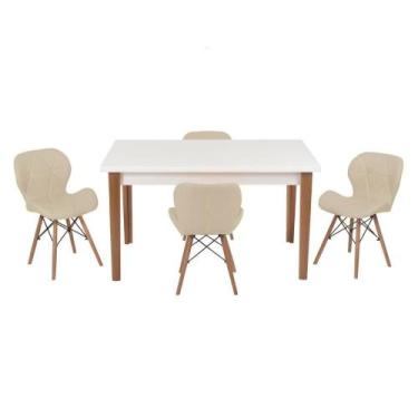Imagem de Kit Mesa Luiza 135cm Branca 4 Cadeiras Slim Nude - MAGAZINE DECOR