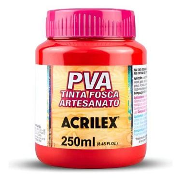 Imagem de Tinta Fosca Pva Artesanato Acrílex Vermelho Fogo 250ml - acrilex