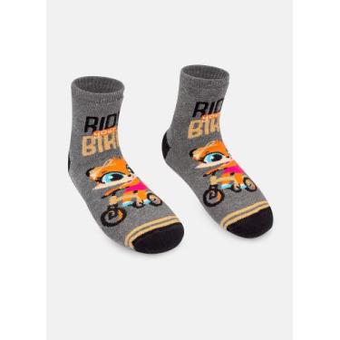 Imagem de Meia Infantil Pansocks Puket Solado Antiderrapante Cinza Com Desenho R