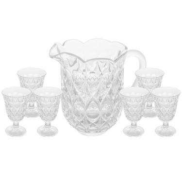 Imagem de Conjunto Jarra e 6 Taças 6869 Cristal Lyor - Coliseu, Transparente, 7 