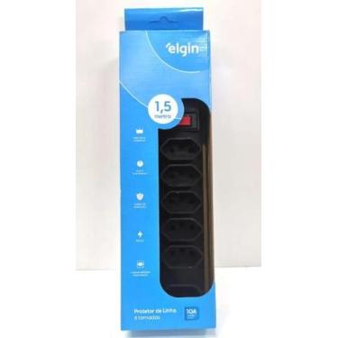 Imagem de Filtro De Linha 6 Tomadas 1,5m Preto Elgin