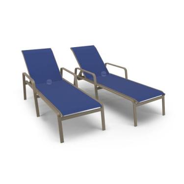 Imagem de Kit 2 Espreguiçadeiras Riviera Piscina Alumínio Fendi Tela - Aluv Móve