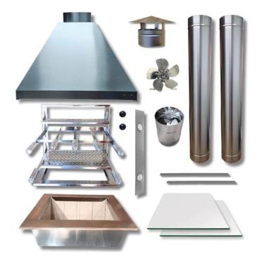 Imagem de Kit Churrasqueira Gourmet INOX Pequeno 2 Dutos - Premier Grill