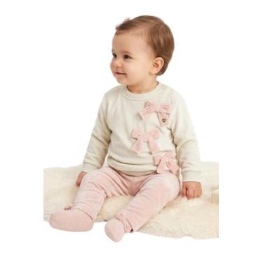 Imagem de Conjunto Bebê Moletom com Laços Calça Veludo Inverno - Infanti, 1 ano