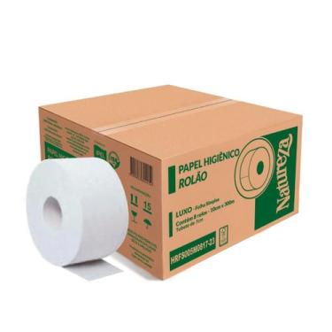 Imagem de Papel Higiênico Indaial Rolão 8x300m Natureza Luxo Folha Simples Empre
