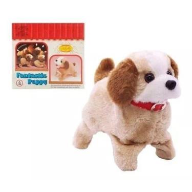 Imagem de Brinquedo Cachorro Cachorrinho Pelúcia Pula Anda Late Brinquedo Pilha 