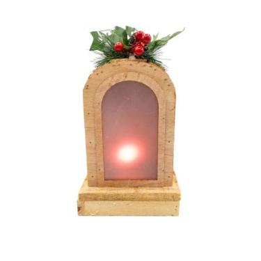 Imagem de Decoração Natalina Lanterna 27cm Com Led Cor:Rústico - Florarte, Rústi