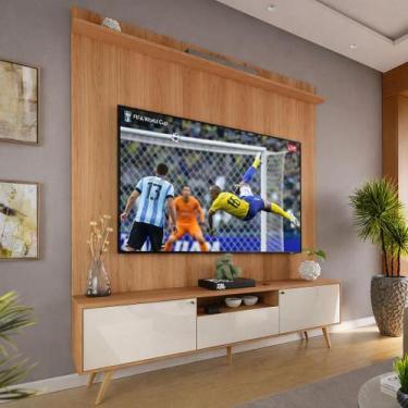 Imagem de Rack Com Painel Sevilla Para Tv Até 70 Polegadas 183cm Jequitibá/Off W