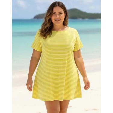Imagem de Saída de Praia Plus Size Camisão Amarelo, Tams. 48 e 50 - Mania De Pra