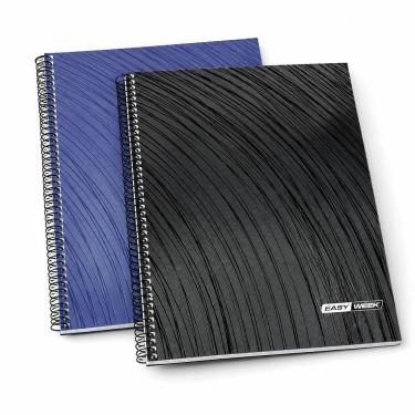 Imagem de Agenda Animativa Easy Week 64 Folhas Espiral Capa Preta e Azul