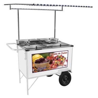 Imagem de Carrinho de Salada de Frutas e Açai Luxo com Rodas Pneumáticas e Toldo - Cefaz