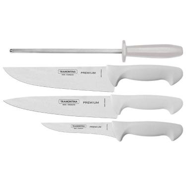 Imagem de Jogo de Facas e Chaira 4 Peças Tramontina 24699825 Branco