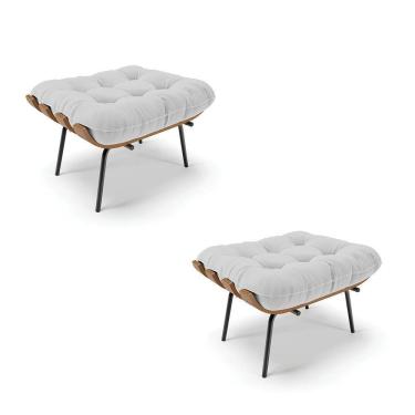 Imagem de Kit 02 Puffs Costela Linho A05 Cinza Claro