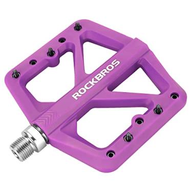 Imagem de Pedais de Mountain Bike Rock Bros MTB Pedais Planos de Bicicleta Compostos de Nylon Roxo