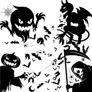 Imagem de TECKEEN 4 Sheets Halloween Window Clings, Double-Side Spooky Removable Window Sticker for Kids Monster Stickers