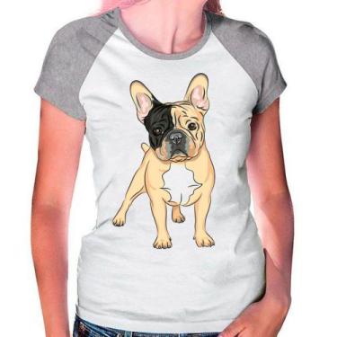 Imagem de Camiseta Raglan Buldog Francês Pet Dog Cinza Branca Fem05 - Design Cam