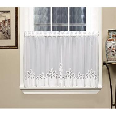 Imagem de Today's Curtain Plymouth Classic Battenburg camada transparente para janela, 61 cm, branco