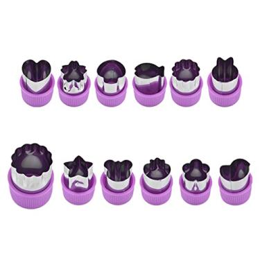 Imagem de Fenteer 12 Peças De Cortadores Decorativos De Biscoito De Alimentos Para Cortar Cookies, Sanduíches - Roxo