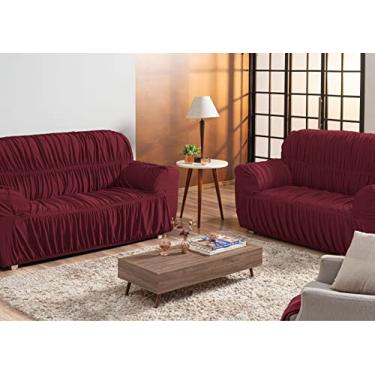 Imagem de Capa para Sofá com 21 Elásticos Top Super King Malha 2 e 3 lugares Vinho